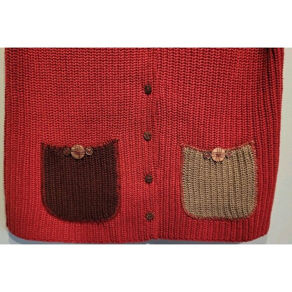 Mid Length Chunky Knit Lagenlook Cottage Boho Button Up Sweater Vest S - Picture 2 of 7